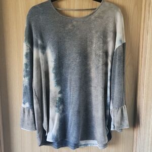 Mittoshop Charcoal and Cream Tie-Dye Long Sleeve Top
